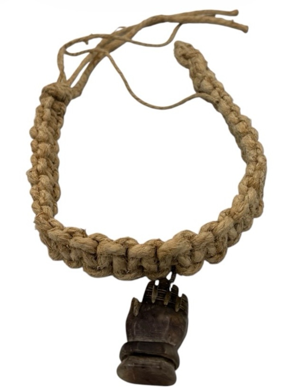 15.5” Handmade Thick Hemp 6.5” Adjustable Necklace W/ Hand Pendant